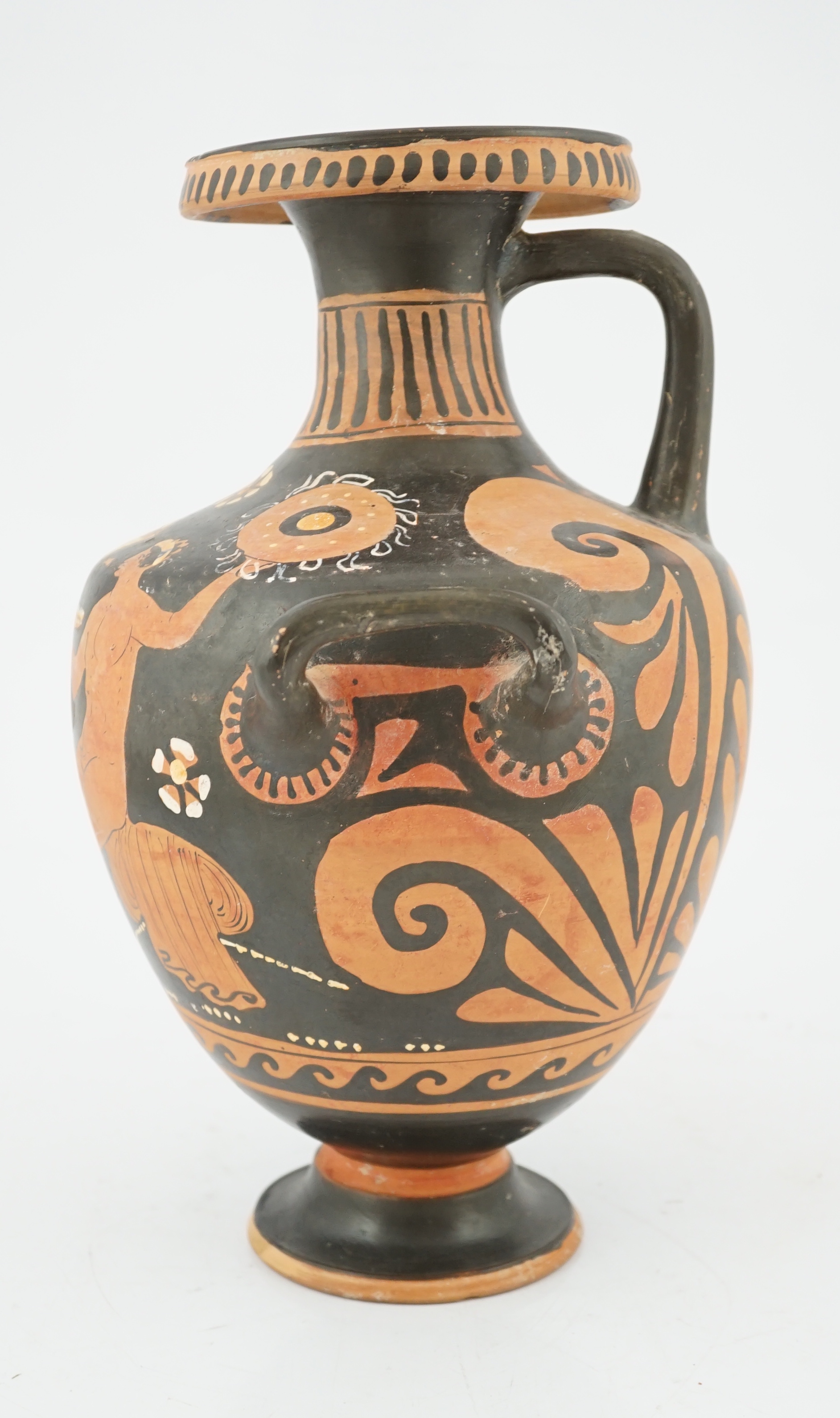 A Greek Apulian Red-Figured Hydria, 4th century BC, manner of the circle of the Darius and Underworld painters, some restoration and cracks